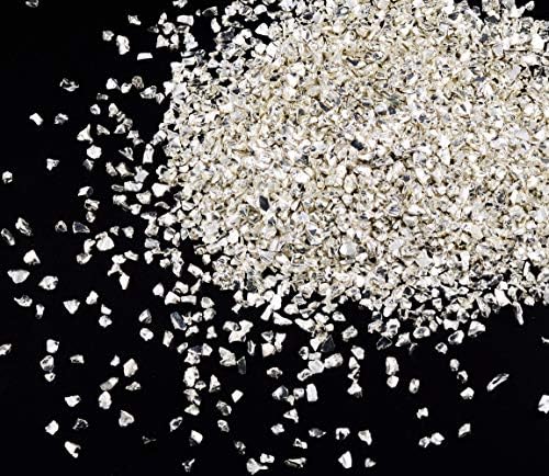 Crushed Glass Irregular Metallic Chips Sprinkles Chunky Big Glitter Silver 100g 4-6mm for Nail Arts Craft DIY Vase Filler Epoxy Resin Mold Scrapbooking Jewelry Making Decoration (Sliver, 4-6mm)