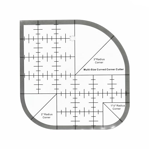 Quilting Rulers Sewing Ruler,Acrylic Quilting Ruler Templates,Precision Cutting Tools for Patchwork Fabric,Sewing Supplies Curved Black(6"x6")