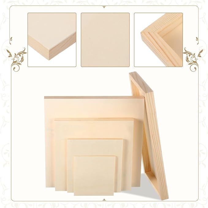 Youyole 14 Pack 5 Sizes Unfinished Wood Canvas Panels Kit