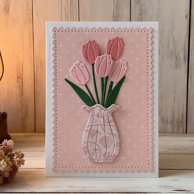 Lapoo Flowers Cutting Die for Scrapbooking - Durable Metal Cutting Die for DIY Scrapbook Photo Album Decorative Paper Card, Metal Card Making Supplies (Hyacinths in The Vase 3 x 2.8 in)