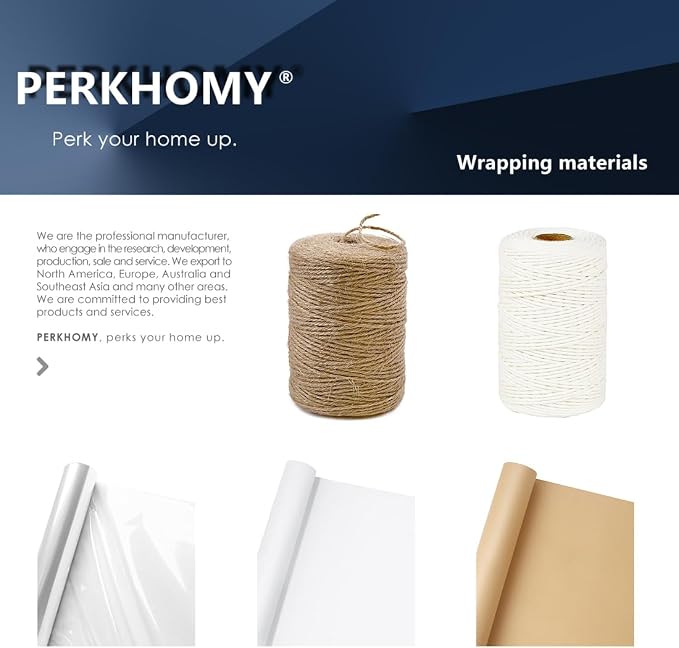 PerkHomy 800 Feet Natural Jute Twine Long Twine String for Crafts Gift Wrapping Packing Gardening Crochet Knitting Macrame Decor (800 FT * 2mm (3Ply))