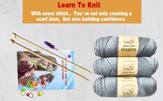 Kaaper Knitting Kit for Beginners Adults, Learn to Knit Starter Kit