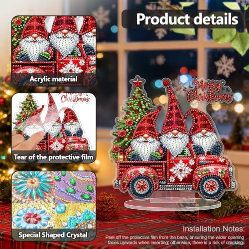Christmas Diamond Art Kits for Adults,Three Gnomes Diamond Painting