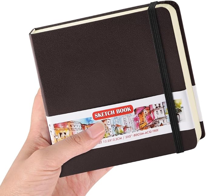 5x5 Pocket Sketch Book,80gsm Hardcover Art Sketchbook for Drawing Journal