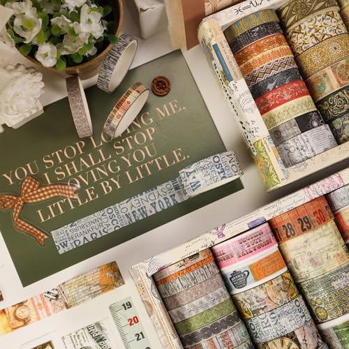 Vintage Washi Tape Set - 24 Rolls Arts Adhesive Tapes Assorted Retro Decorative Masking Tape Sets for Craft, Kids, Scrapbook, DIY, Gift Wrapping (12-Mystic Tarot)