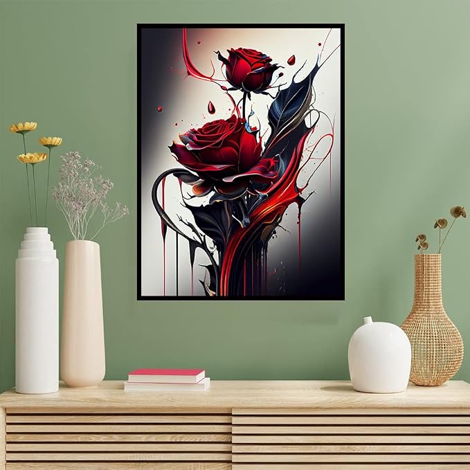 Benjenes Rose Diamond Art Kits for Adults, Flowers Diamond Painting Kits