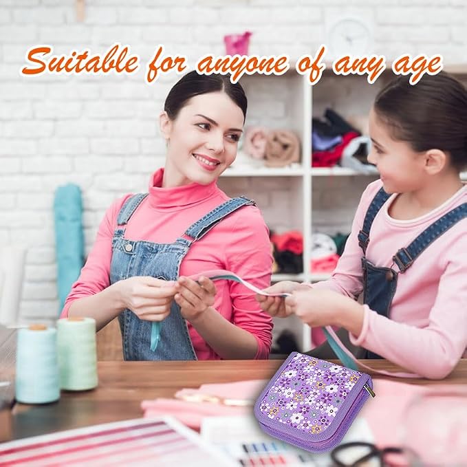 Sewing Kit Gifts for Grandma, Mom, Friend, Traveler, Adults, Beginner, Emergency,Sewing Supplies Accessories with Scissors,Sewing Needles Thimble, Thread,Tape Measure etc(Wildflower Purple, S)