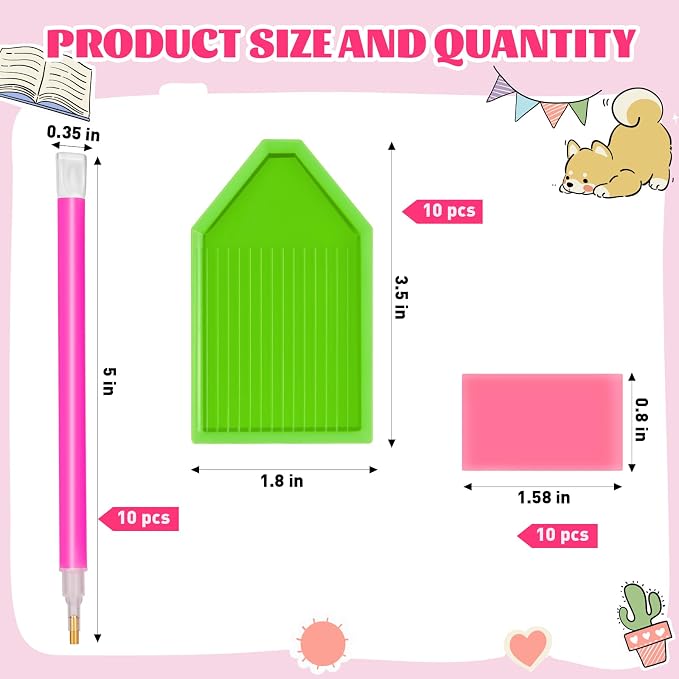 90PCS Diamond Art Painting Kits Tools 5D with 10 Drill Pen Grip Tray