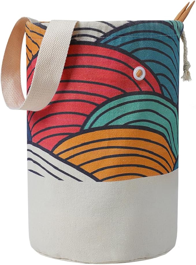 TOGETRUE Yarn Bag, Knitting Crochet Bag, Portable Yarn Storage Bags Organizer for Crocheting Project, Store Skein Ball, Short Knitting Needle (Medium, Color Arc)