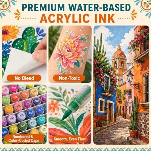 288 Colors Acrylic Paint Markers, 1-5mm Soft Brush Tip for Rock Wood Glass