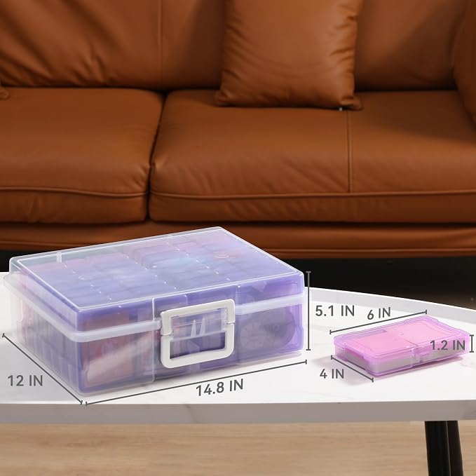 novelinks Photo Storage Boxes with Handle, Photo Organizers and Storage | 1Pack Color, Photo Albums 4x6 Pictures, Photo Cases, Classroom Organization, Index Card Box, Photo Card Holder, Seed Storage