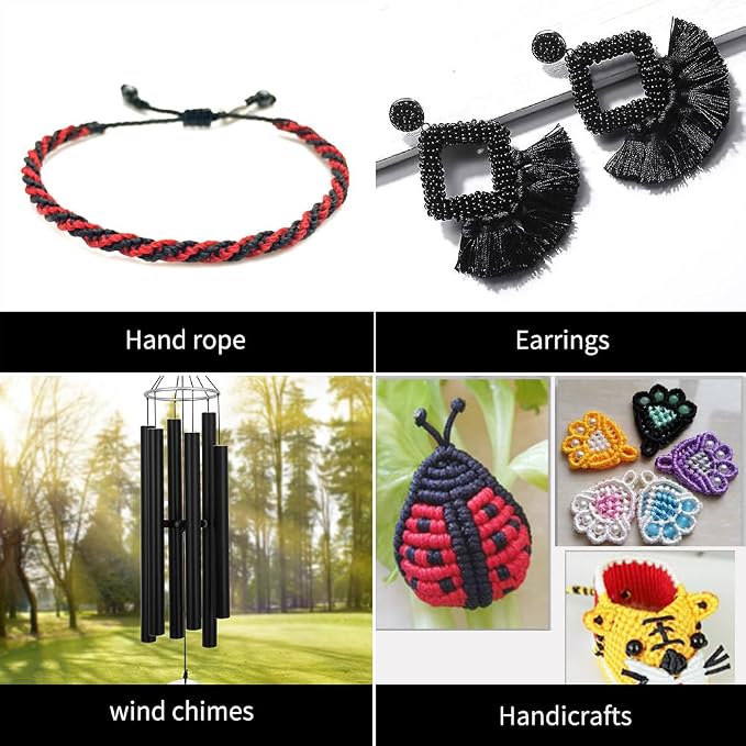 TONIFUL Nylon String Satin Cord for Necklace Bracelet Beading 1mm Black | 100yd Non elastic durable non fading, for Jewelry Making Thread Rattail Macrame Trim Kumihimo Chinese Knot Craft Tags Hanging