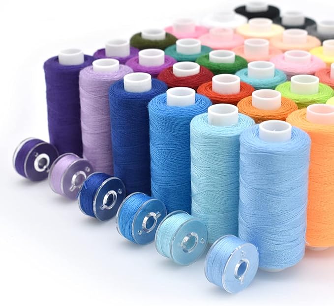 72Pcs 36 Colors Prewound Bobbins and Thread Spools for Hand & Machine Sewing, Emergency and Travel, DIY and Home, 36 Colors 400 Yards per Polyester Thread Spools