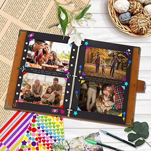 ZEEYUAN DIY Scrapbook Leather Scrap Book Photo Album 60 Pages, Mothers Day Gifts for Mom Scrapbook Photo Album Vintage Travelling Journal Scrap Book