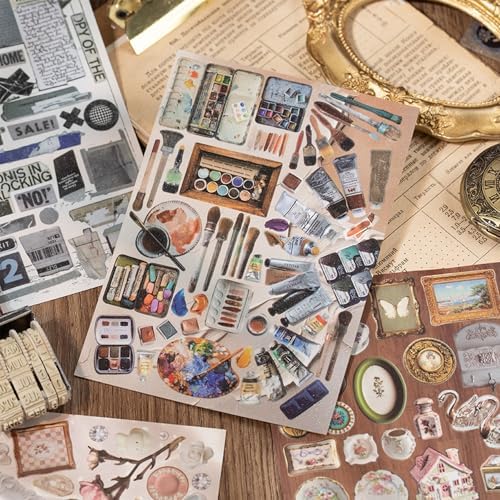 800+ Pcs Y2K Sticker Book - 30 Sheets Vintage Cut-Out Stickers for Junk Journals & Scrapbooking | Retro Ephemera Pack, Journaling Supplies, Craft Embellishments