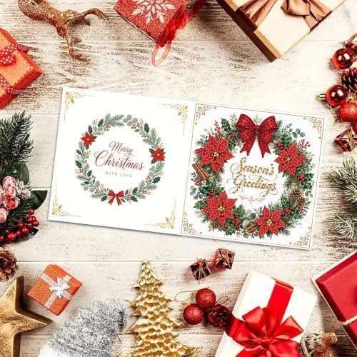 BAYUNOE 6Pcs Christmas Diamond Art Painting Greeting Card Kit with Envelope