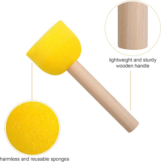 30 Pcs Round Sponges Brush Set, Round Sponge Brushes for Painting, Paint Sponges for Acrylic, Painting Tools for Kids Arts and Crafts (4 Sizes) (Pack of 3)