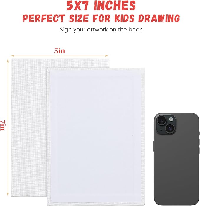 Simetufy 5x7inch 30 Pcs Small Canvas Boards for Kids Painting | Canvas Panels Primed Acid Free for Watercolor,Acrylic Paint