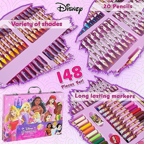 Disney Stitch Colored Pencils Art Supplies Kids Drawing Kit School Supplies Crayons Markers Coloring Sheets Art Kit Gifts for Kids Girls (Multi Princess Set)