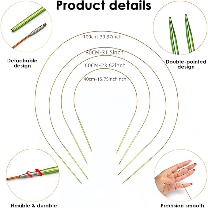Hzkokon 13 Pairs 4 Inch Knitting Needles Set
