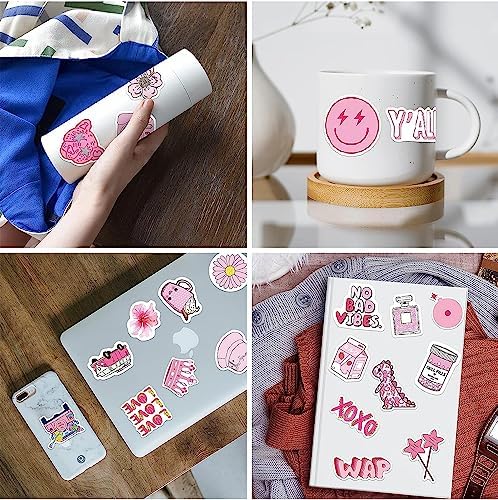 102 Pcs Preppy Stickers Vinyl Aesthetic Waterproof Stickers Adorable Decor