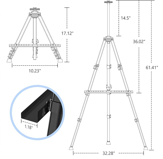 Art Painting Display Easel Stands - Portable Adjustable Floor Artist Easels | Aluminum Metal Tripod Black Stands with Bags, Sturdy for Table-Top/Floor Painting, Drawing, Displaying - Black 4 pack