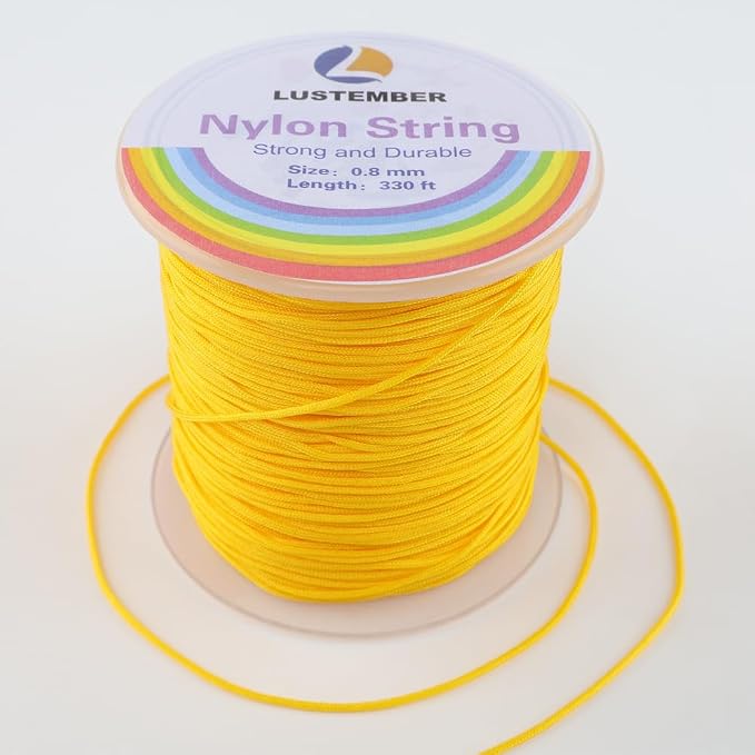 LUSTEMBER 0.8mm Nylon String, Strong Bracelet String, Durable Nylon Cord for Jewelry Making, Bracelets, Beading, Necklaces, Rattail Braiding, Kumihimo, Wind Chimes, Blinds and Handicrafts