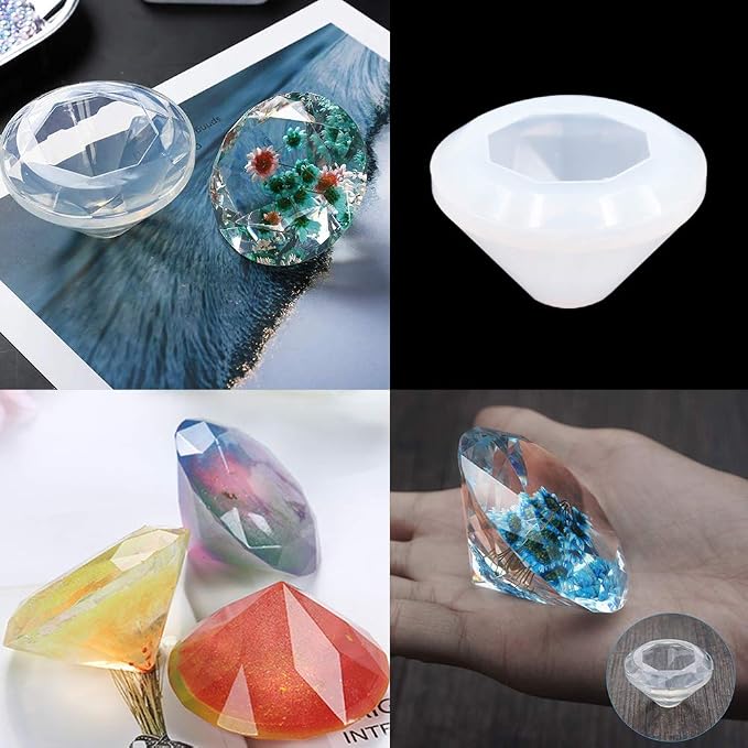 EuTengHao 18Pcs DIY Silicone Resin Casting Molds Tools Set Includes 6 Resin Casting Molds Large Clear Silicone Molds 2 Measurement Cup 10 Wood Sticks for DIY Home Decoration