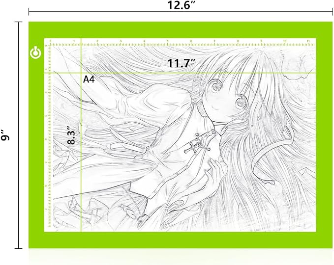 LitEnergy Portable A4 LED Copy Board Light Tracing Box, Green Ultra-Thin Adjustable USB Power Artcraft LED Trace Light Pad for Tattoo Drawing, Streaming, Sketching, Animation, Stenciling