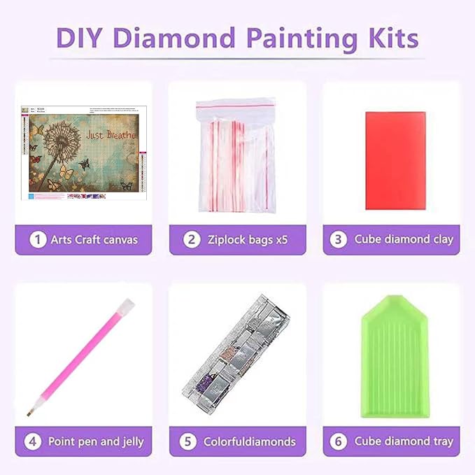 Diamond Art Kits for Adults, Dandelion Diamond Painting for Beginners