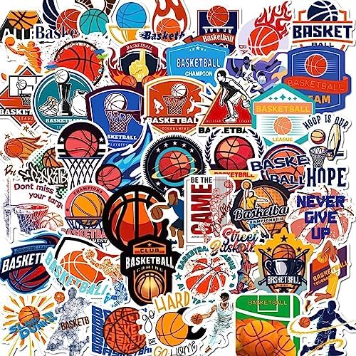 Basketball Stickers for Kids Teens Adults, 100PCS Vinyl Waterproof Basketball Sports Stickers for Water Bottle Laptop Skateboard