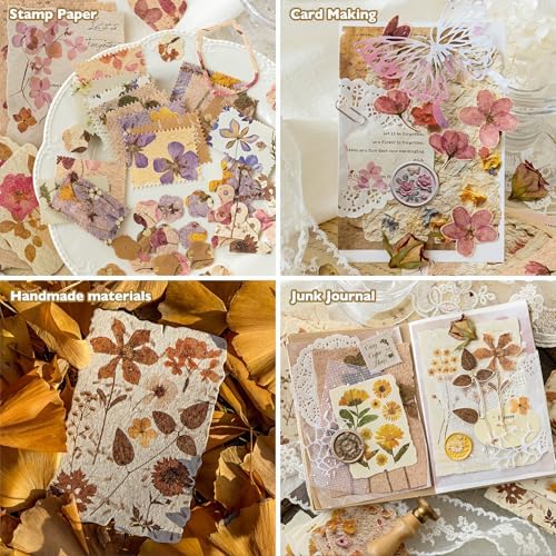120 Pcs Floral Textured Scrapbook Paper, Embossed Rice Paper for Decoupage