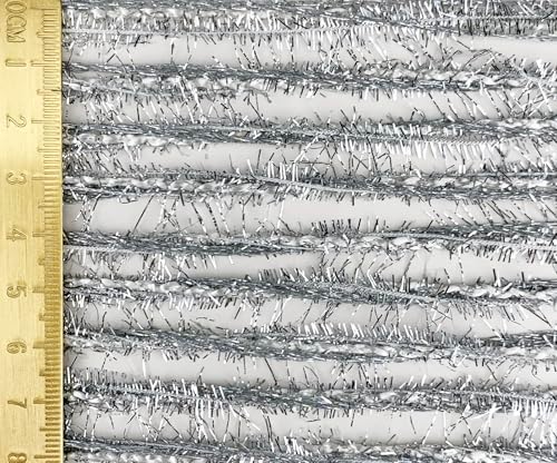 Artisanal Yarn Collection Multifiber Fancy Yarn with Laser Silver Sheen for Knitting Crocheting Crafts DIY, Set of 3 Rolls (Ice Silver)