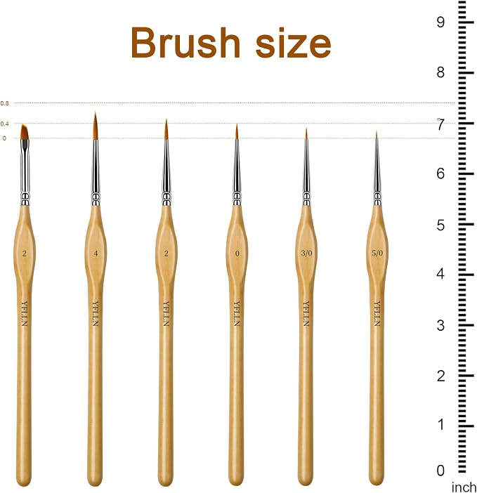 6Pcs Miniature Paint Brushes Set with Triangular Handles - for Acrylics, Oils, Watercolors & Paint by Number, Figurine