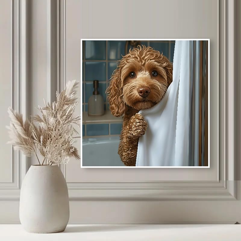 KYOQFVN Dog Diamond Art Kits for Adults - Dog Diamond Painting Kits for Adults,5D Round Full Drill Diamond Dot for Home Wall Decor 14X14inch