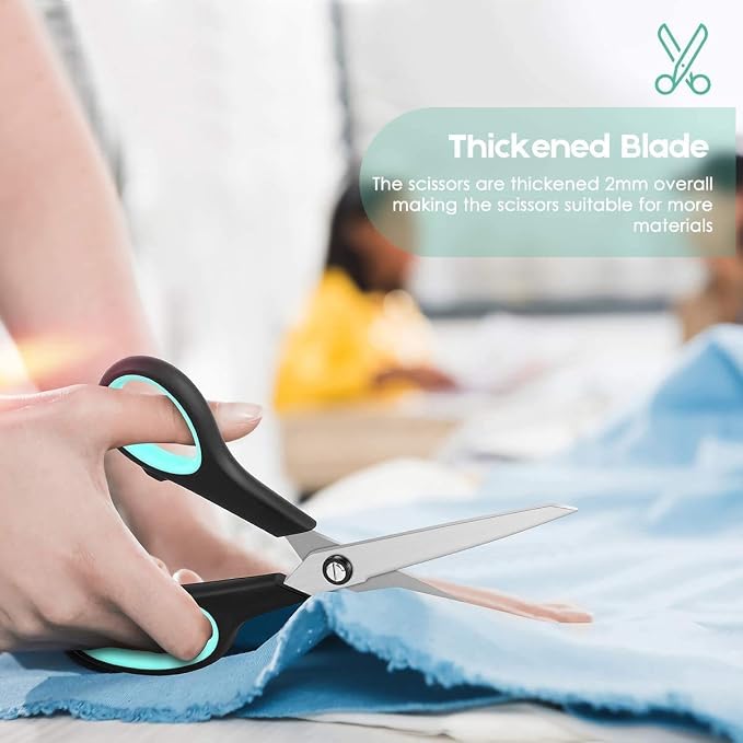 iBayam 8.5" Heavy Duty Black Scissors for Office School Classroom Home Use | Precision 2.5mm Thickness Ultra Sharp Blade| Comfort Grip Right/Left Handles| Multipurpose | Cutting Paper Fabric Packaging