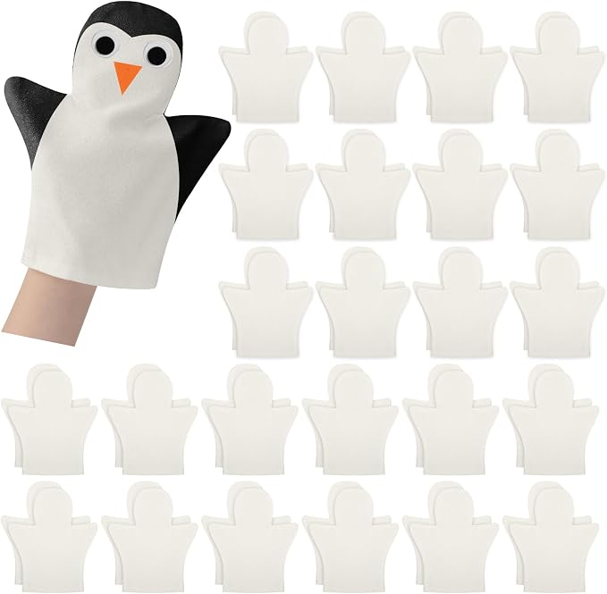 Soulchen 48 Pcs DIY Cotton Hand Puppet Kit 8 x 9.8 Inch Making Your Own Puppets Blank Fabric for DIY Crafting Storytelling Family Activities Art Party Supplies Creative Play Holiday Subject Gifts