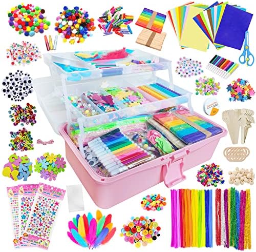 Itopstar 3000 Kids Arts and Crafts Supplies for Kids Crafting Supply in 3 Layered Plastic Art Box All in One Ages 8 9 10 11 & 12 Year Old Girls & Boys Crafting Supply Set