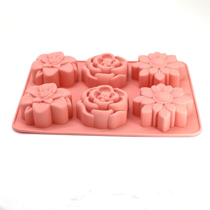 X-Haibei Elegant Flowers Soap Silicone Mold Jello Lotion Bar Cold Process Making Supplies 2oz, Dia. 2.5inch