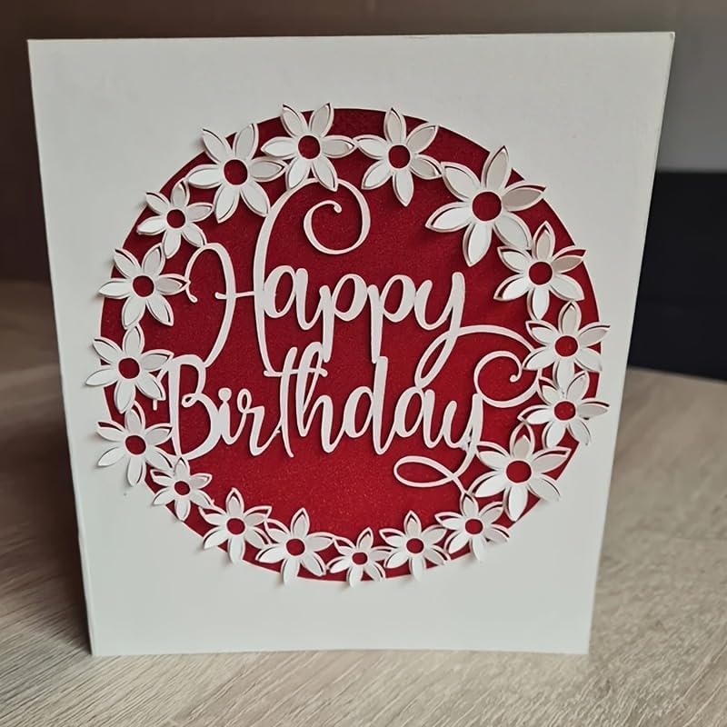 Lapoo Words Cutting Die for Scrapbooking - Durable, Cut Stencils for DIY Scrapbook Photo Album Decorative Paper Card, Card Making Supplies Party Wedding Decorations (Happy Birthday 4.1 x 4 in)