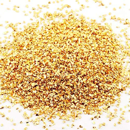 Crushed Glass Irregular Metallic mini Chips Sprinkles Chunky Glitter Gold 100g 0.5-2.5mm for Nail Arts Craft DIY Vase Filler Epoxy Resin Mold Jewelry Making Decoration (Gold, 0.5-2.5mm)