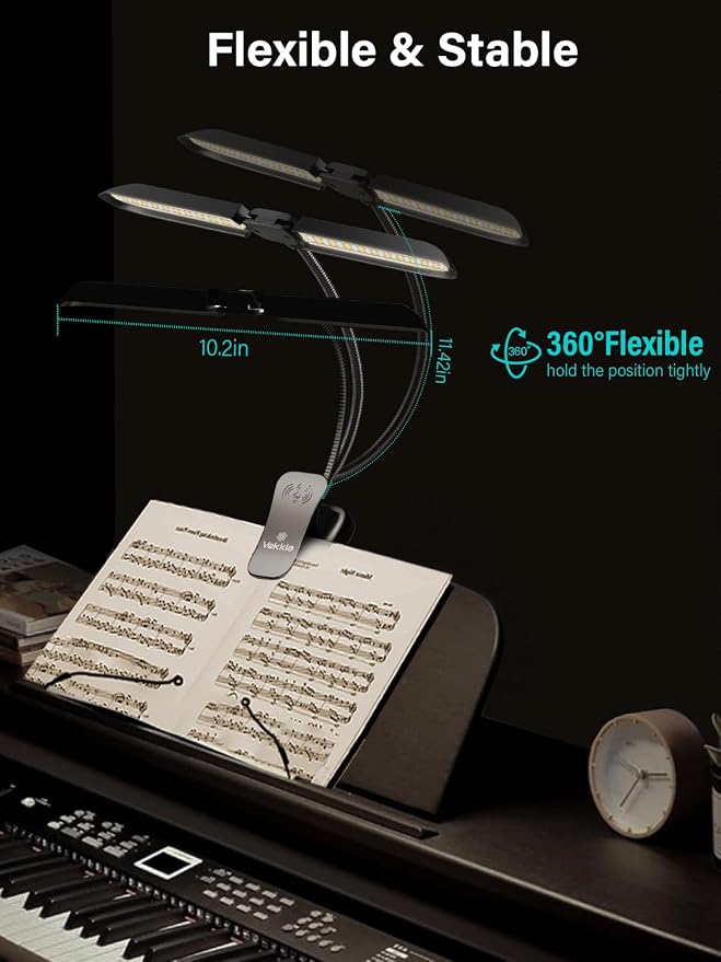 Vekkia 64 Led Rechargeable Music Stand Light - Folding Clip On Piano Lamp