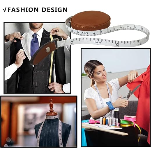 Tape Measure for Body Measuring Medical Body Cloth Tailor Craft Dieting Measuring Tape, 60 Inch/1.5 M Dual Sided Measuring Tape for Body Fabric Sewing（2 Pieces，Brown）
