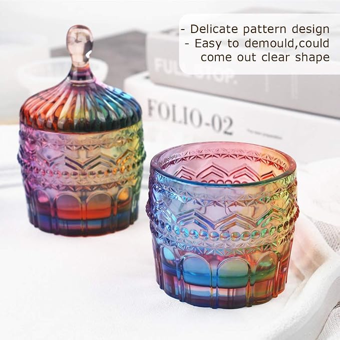 Resin Jar Mold with Lid Silicone Box Mold for Epoxy Resin Casting DIY Storage Bottle Jewelry Trinket Container Candle Holder Flower Pot Resin Crafts Kits Home Decor Gift