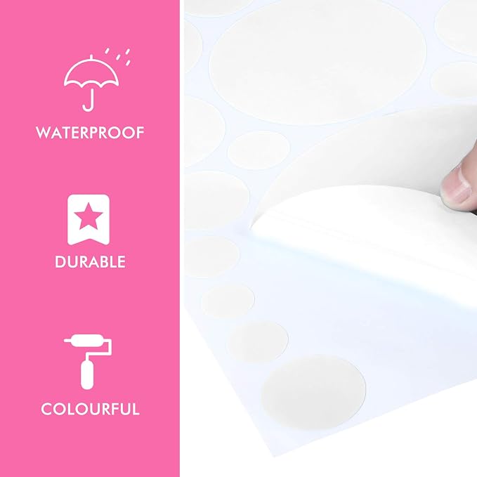 Zonon 264 Pcs White Polka Dot Wall Decals, Circle Vinyl Stickers