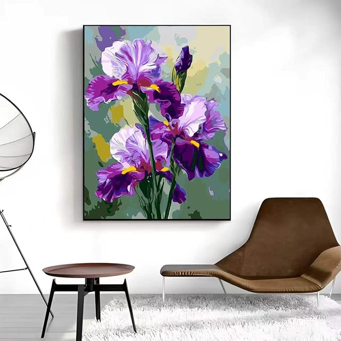OJTOYART Lris Paint By Numbers Kit for Adults, Wall Decor 16 x 20 inch | color by numbers for adults,paint canvas,DIY Easy Acrylic Watercolor Oil Colorful Home Wall Crafts