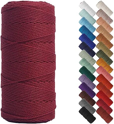 NOANTA Wine Red Macrame Cord 2mm x 220yards, Cotton Rope Macrame Yarn
