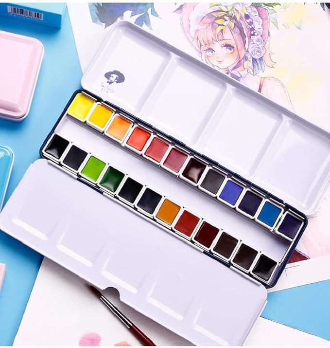 Paul Rubens Watercolor Paint Set Artist Grade, 24 Vivid Colors | High Lightfastness & Unmatched Transparency, Portable Metal Case Art Supplies for Artists Beginners Hobbyists Students
