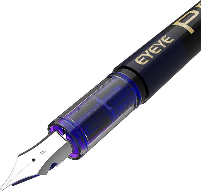 EYEYE Disposable Fountain Pens Fine Point, 4 Black 4 Blue Fountain Pens for Writing, Stainless Steel Nib, Smooth Writing for Journaling, Drafting, Sketching, Doodling & Office Supplies