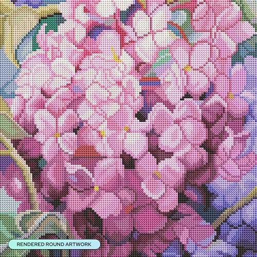 DIAMOND ART CLUB Pink Hydrangea Diamond Art Kits for Adults
